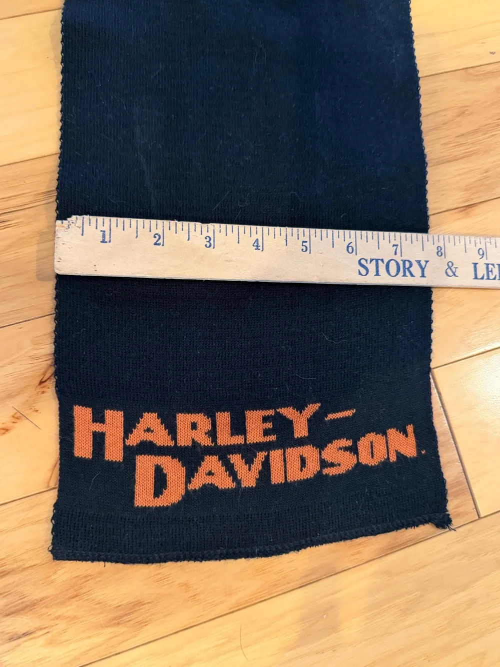 Vintage Harley-Davidson Acrylic Scarf Black Orange Logo Made in USA Unisex